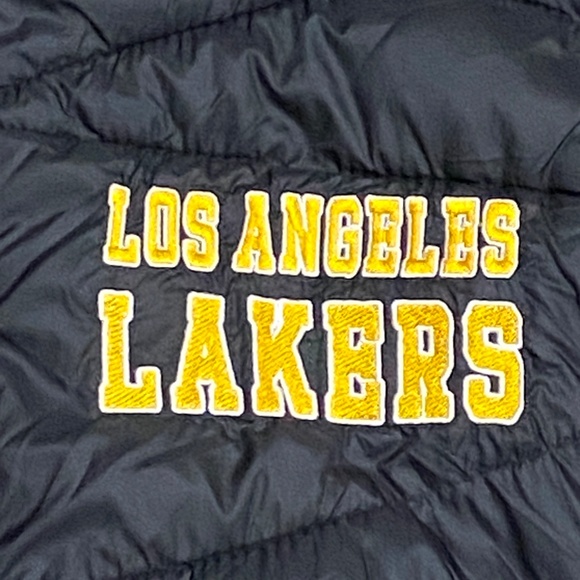 XXL NBA Los Angeles Lakers Black Puffer Jacket Coat Black Monogram Mens 2XL - Picture 2 of 12